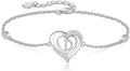 RIVIKO Heart Initial Bracelets for Women,925 Sterling Silver Letter Bracelets, Personalized Charm Alphabet Jewelry Valentines Christmas Mother’s Day Birthday Gifts for Women Friend Her Mom Wife Lady