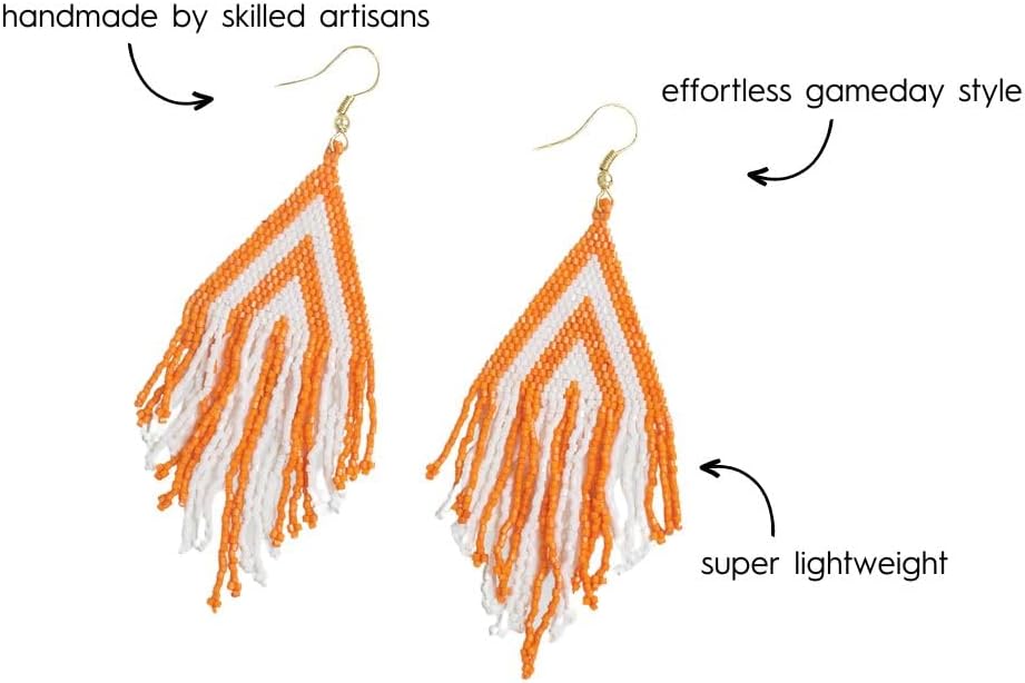 INK+ALLOY Game Day Earrings for Women, Luxe Beaded Fringe Earrings for Football Gameday Outfits, Handmade Jewelry for College Students, Team Gifts, Teachers, Football Moms
