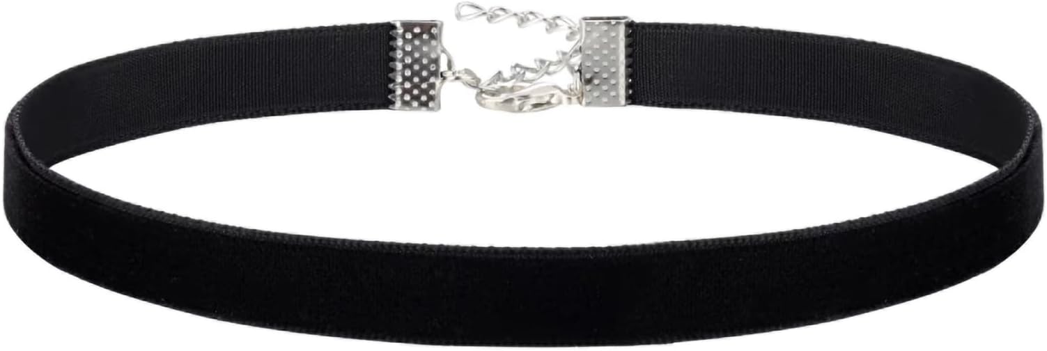 Fesciory Black Necklaces for Women, Adjustable Layered Velvet Leather Lace Collar Necklace, Goth Jewelry Gifts.
