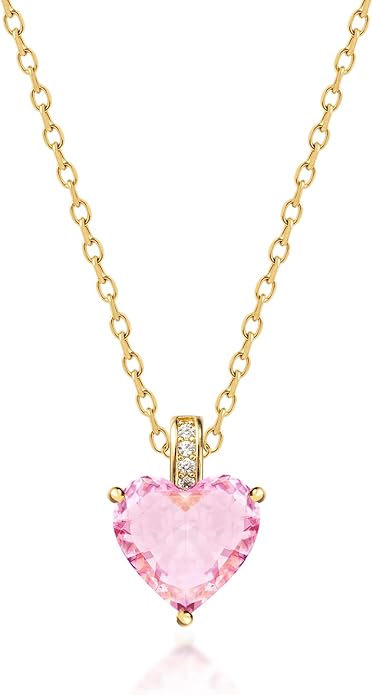 Genuine Birthstone Necklace for Women, Heart Love Necklace, Birthday Gifts for Her