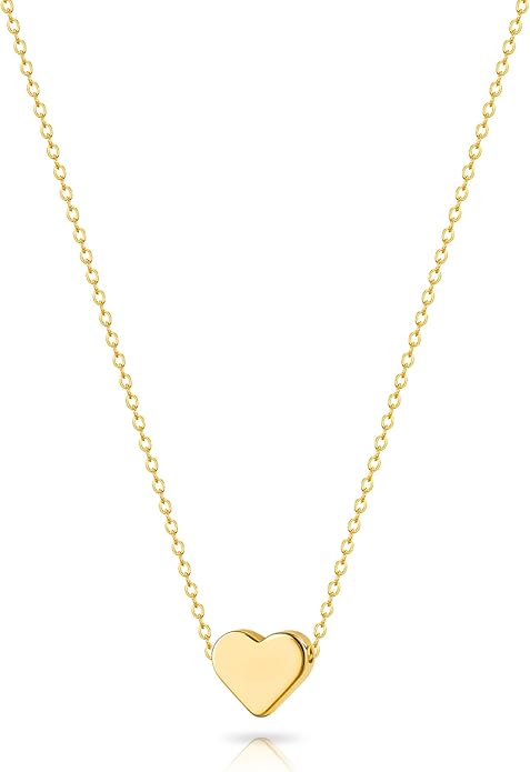 Zeffy Dainty Gold Heart Necklace for Women Trendy 14K Gold/Silver Plate Cute Heart Pendant Choker Necklaces Gold Love Heart Chain Necklace for Women Dainty Gold Jewelry Gifts for Women
