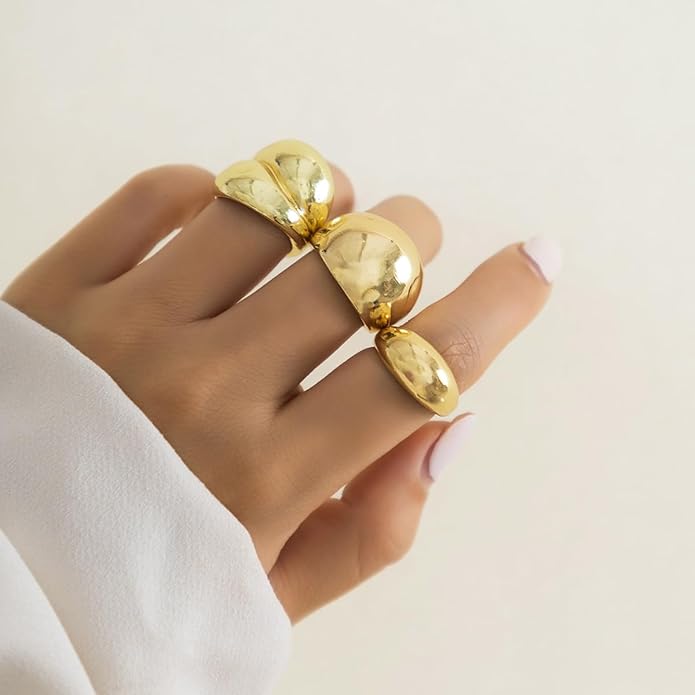 Sora Tuki Rings for Women Chunky Rings Set Adjustable Stackable Ring for Women Bold Thick Statement Ring Trendy Chunky Jewelry