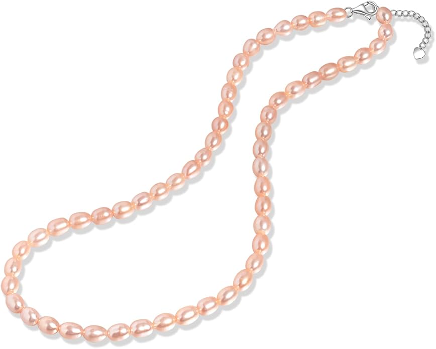 Pearl Necklace for Women, AAA+ Freshwater Cultured Pearl Strand,18 Inch with Sterling Silver Clasp, Elegant Pearls Classic Jewelry Gift for Mother's Day | Christmas | Wedding | Anniversary for Mother Wife Daughter