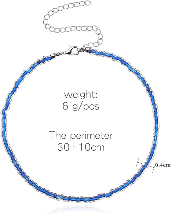 MYANAIL 10PC Colorful Beads Choker Necklace Set for Women Boho Beaded Glamour Choker Jewelry Bohemian Bead Necklace Chain