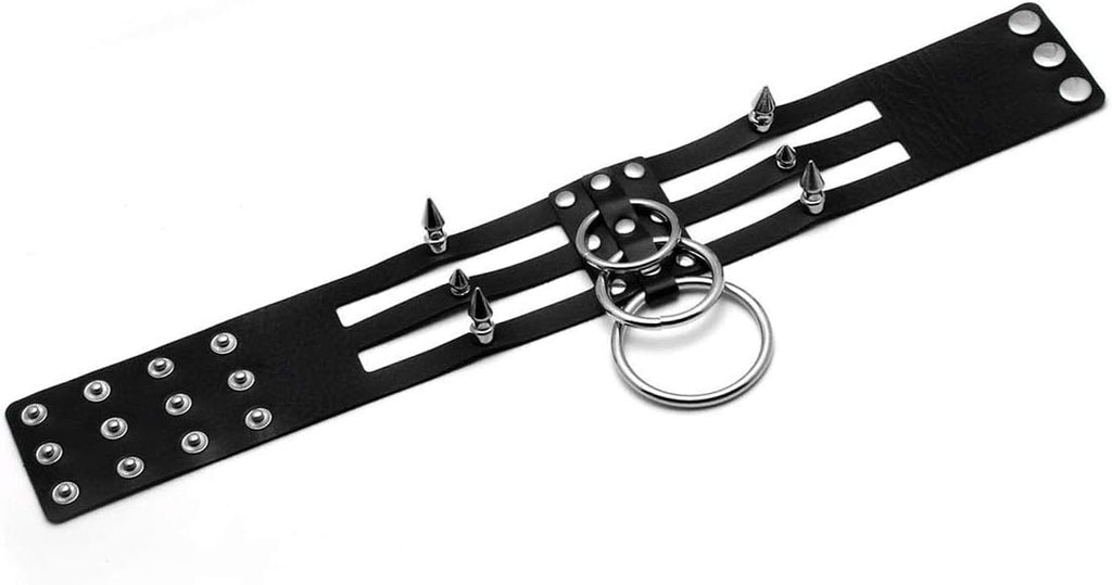Eigso Vintage Punk Goth Studded Rivet Pu Leather Collar Choker Necklace with Spikes Adjustable