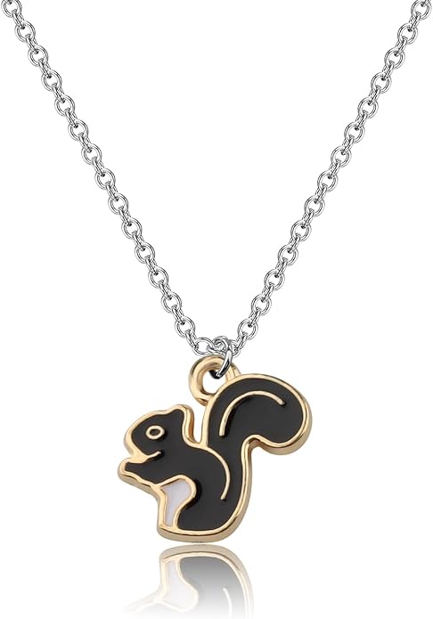 WUSUANED Funny Squirrel Necklace Cartoon Inspired Jewelry Squirrels Gifts Animal Lover Gift