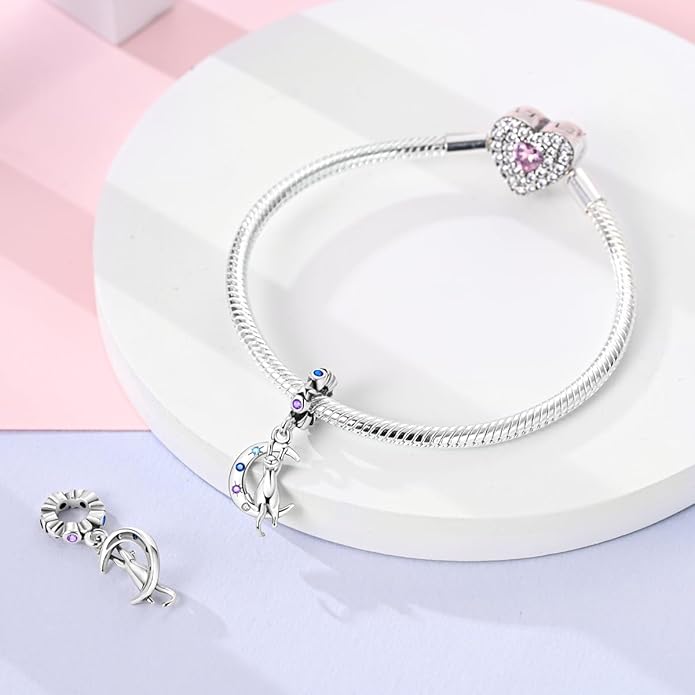 MULA 925 Sterling Silver Charms for Bracelets and Necklaces Family Letters Dangle Pendants Airplane Travel Beads Family Tree Jewelry Charms for Women
