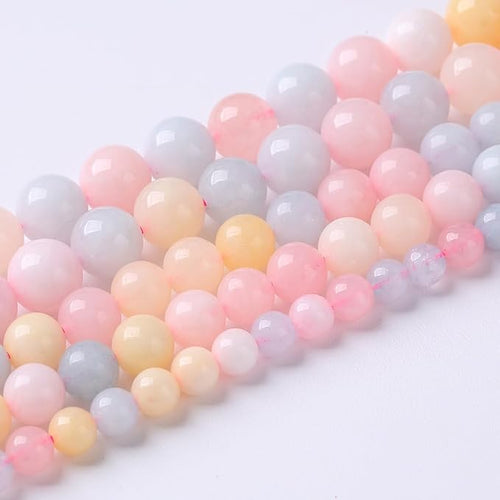 120PCS 6mm Natural Stone Morganite Beads Round Loose Beads for Jewelry Making DIY Bracelets Necklaces Crystal Energy Healing Stone Beads 32" 2 Strand