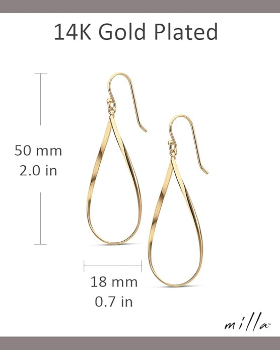 MILLA Teardrop Earrings - Designer Silver Statement Earrings or Gold Dangle Earrings for Women Trendy Upscale Dangly Earrings