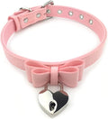Destiny Love Bell Padlock Choker Collar Necklace Lolita Bow Collar Cat Kitty Velvet Necklace with Heart Lock and Key with Box for Women and Men