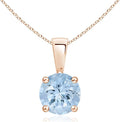 Angara Natural Aquamarine Solitaire Pendant for Women | Round Aquamarine Solitaire Pendant Necklace in 14K Solid Gold/Silver/Platinum With 18" Chain | March Birthday, Gemstone Jewelry Gift