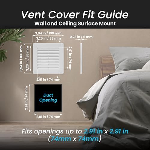 Repa Market 4 x 4 Inch White Square Air Vent Cover - Image 2