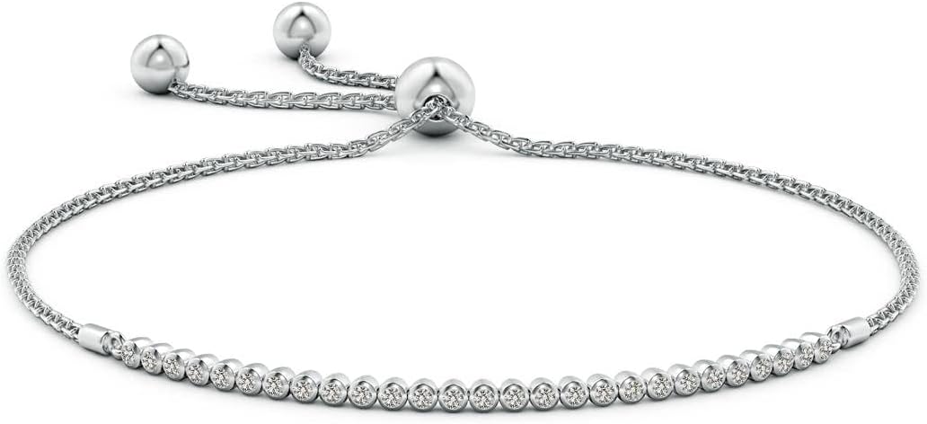 Angara Diamond Tennis Bolo Bracelet in 14K Solid Gold | Natural Diamond Adjustable Chain Bracelet for Women | April Birthstone Jewelry Gift For Women