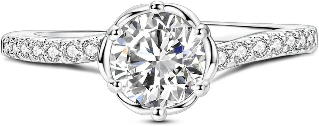 Parmuz 925 Sterling Silver Adjustable Ring for Woman Stackable Open Lucky Ring Eternity Bands Dainty CZ Statement Engagement