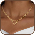 Heart Necklace for Women Gold/Silver Plated Trendy Heart Choker Lover Pendant Hypoallergenic Fashion Gold/Silver Necklace for Women Love Jewelry Gift for Women Girlfriend