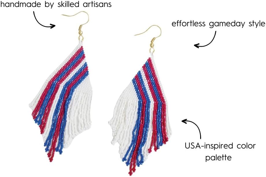 INK+ALLOY Game Day Earrings for Women, Luxe Beaded Fringe Earrings for Football Gameday Outfits, Handmade Jewelry for College Students, Team Gifts, Teachers, Football Moms