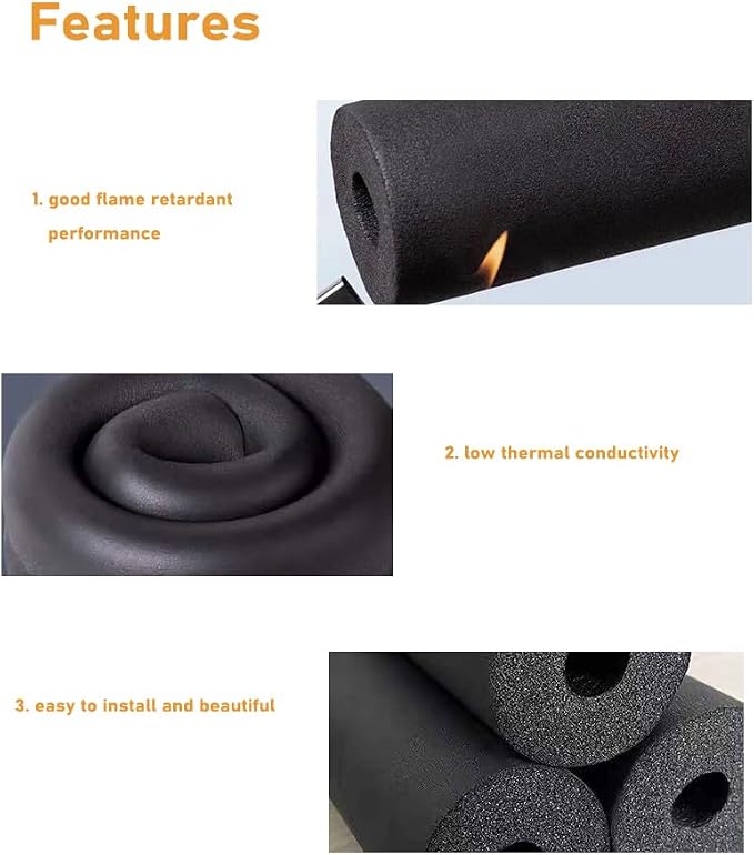 4 Pieces 1/2" I.D. Pipe Insulation Foam Tube, 1/2" ID x 3/8" Thick. x 1-1/4" OD - Image 3