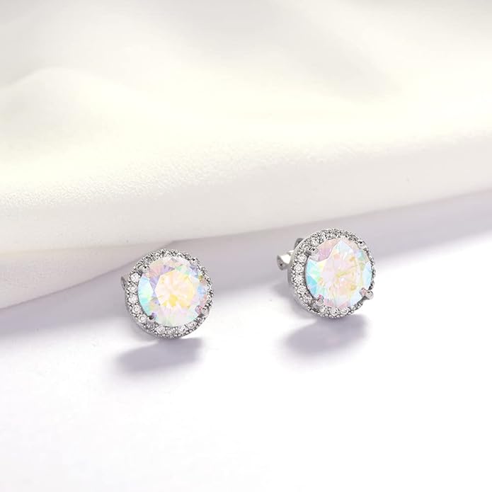 YOQUCOL 10MM Cubic Zirconia Crystal Clip On Stud Earrings Round Non Pierced Earrings for Women