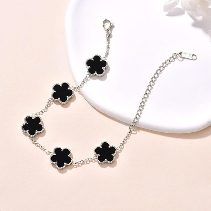 18K Gold-Plated Four Leaf Clover Bracelet for Women,Adjustable lucky Bracelet Set Jewelry Gift-Hypoallergenic Charm for Birthdays, Wellness & Daily Wear