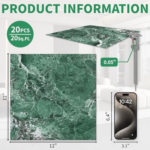 20 Pack Cover 20 Sq.Ft Peel and Stick Floor Tiles, 12” x 12” Self Adhesive - Image 3