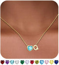 Valentines Day Gifts for Her- Heart Birthstone Initial Necklace for Women Girls,14K Gold Plated Heart Letter A-Z Necklace Birthday Trendy Jewelry Gifts for Women Girls Daughter