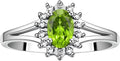 Rylos 14K White Gold Classic Halo Ring: Diamonds, 6X4MM Oval Gemstone - Birthstone Jewelry for Women - Stunning Diamond Gold Ring Sizes 5-10