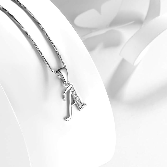 Aurora Tears Letter Necklace Initial 925 Sterling Silver Alphabet Pendant Crystal Name Gift Women Cubic Zirconia Jewelry