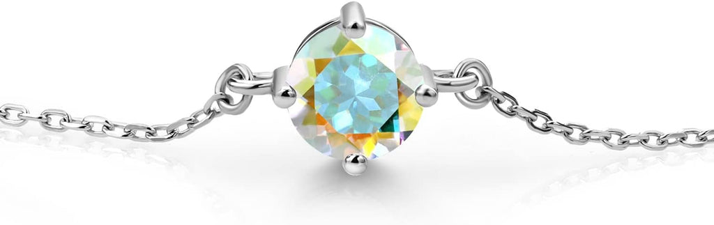 Gem Stone King Gemstone Birthstone Solitaire Bracelet For Women | 925 Sterling Silver | Round 6MM | Gift for Her Women Wife Mom Lady Daughter | Adjustable Bolo Bracelet | Easy-On Easy-Off