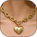 Chunky Gold Heart Necklace for Women,Y2K Big Heart Statement Necklace Long Puffy Hearts Chain Charm Necklaces Trendy Jewerly