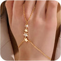 YOIHUR Champagne Gold Plated Hand Chains for Women, Adjustable Hand Chain Bracelet and Ring, Gold Hand Chain Bracelets Stack Jewellery Stars and Cubic Zirconia Hand Jewelry for Valentine's Day