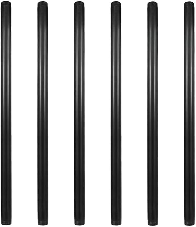 6 Pack 3/4" × 28" Pre-Cut Black Metal Pipe, Industrial Steel Fits Standard by GeilSpace