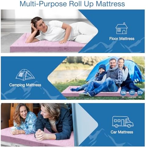 KingChii CertiPUR-US Memory Foam Camping Mattress, Portable Roll Up Travel Car - Image 6