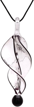 BESHEEK Murano Inspired Twist and Twirl Glass Pendant Necklace for Women Handcrafted Artisan Hypoallergenic Italian Style Jewelry