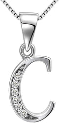 Aurora Tears Letter Necklace Initial 925 Sterling Silver Alphabet Pendant Crystal Name Gift Women Cubic Zirconia Jewelry
