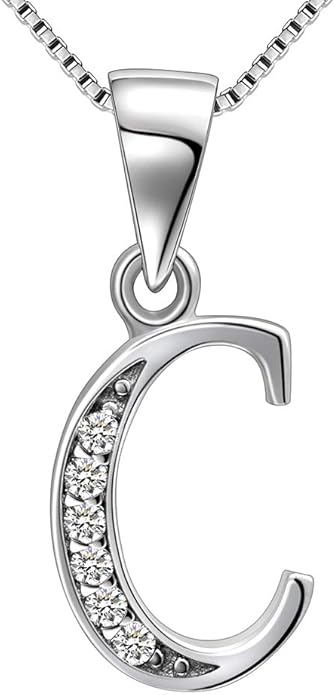 Aurora Tears Letter Necklace Initial 925 Sterling Silver Alphabet Pendant Crystal Name Gift Women Cubic Zirconia Jewelry
