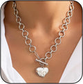 Atiptu Gold Chunky Cross Necklace for Women Statement Cross Pendant Necklace Layered Hammered Bold Cross Necklace Vintage Toggle Clasp Necklace Jewelry