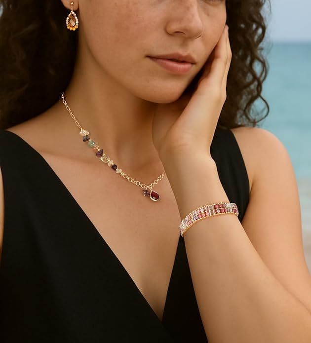 Crystal Bracelet for Women Healing Boho Stackable Bracelets Stack Dainty Energy Chakra Gemstone Natural Stone Beaded Layered Summer Vacation Beach Handmade Jewelry for Women