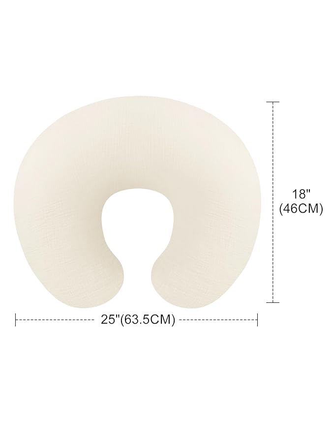 Nursing Pillow Covers, Muslin Nursing Cover for Breastfeeding Pillows, Comfortable for Baby Girls and Boys (Pale Yellow)