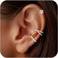 3Pcs Ear Cuffs Non Piercing for Women - Trendy 14K Gold Plated Cuffs Earrings with Cubic Zirconia - Dainty Clip On Cartilage Earring Jewelry
