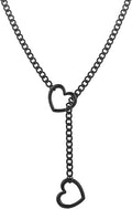 Heart Slip Chain Necklaces for Women,Stainless Steel O-Ring Adjustable Lariat Y-Necklace,Punk Gothic Cuban Collar Choker Necklace for women