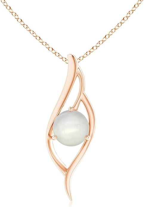 Angara Natural Moonstone Pendant for Women | Moonstone Angel Wing Bypass Pendant in 14K Solid Gold/Platinum With 18" Chain | Birthday, Anniversary, Gemstone Jewelry Gift