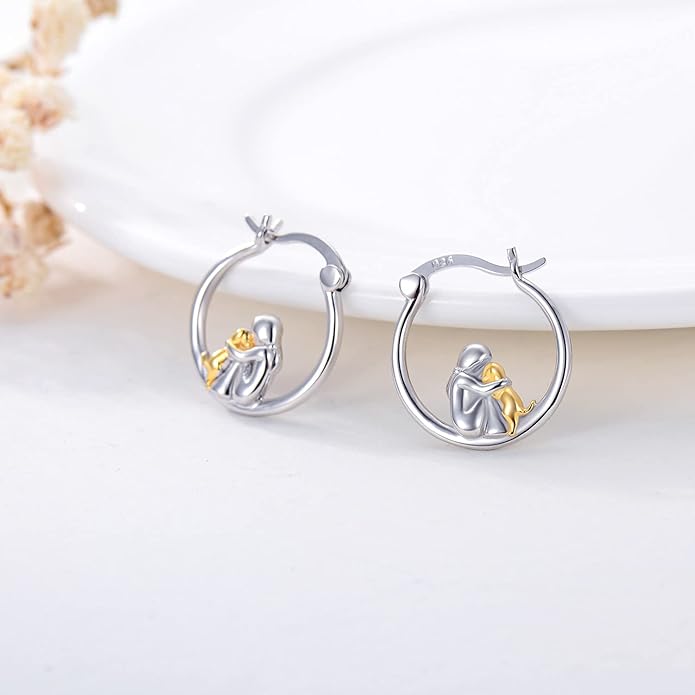 JUSTKIDSTOY Hypoallergenic Panda/Unicorn/Hummingbird/Dolphin Hoop Earrings for Women 925 Sterling Silver Animal Huggie Hoop Earrings Jewelry Gifts for Sensitive Ears