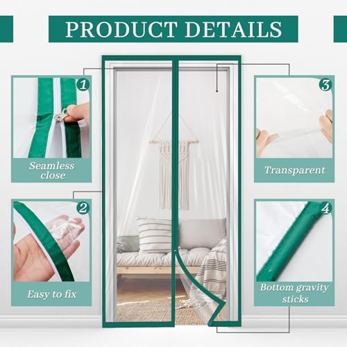 Amylove Zipper 48 x 87 Inch Dust Barrier Door Kit, 4 x 7.25 ft - Image 3