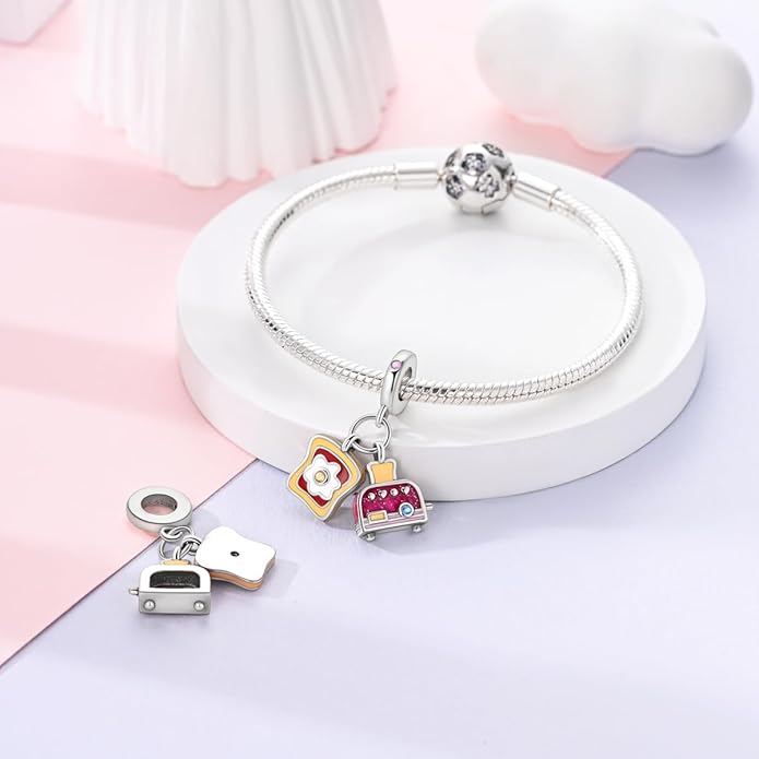 NARMO S925 Sterling Silver Charms Hamsa Charm for Pandora Bracelets Cross Charms for Bracelets Perfume High Heels Dangle Charms Silver Charms for Women