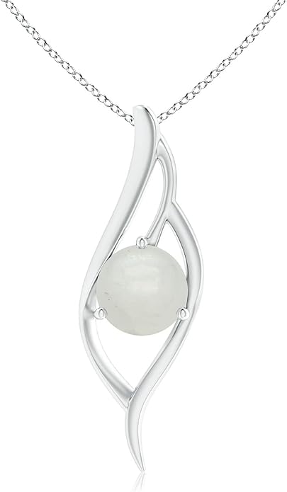 Angara Natural Moonstone Pendant for Women | Moonstone Angel Wing Bypass Pendant in 14K Solid Gold/Platinum With 18" Chain | Birthday, Anniversary, Gemstone Jewelry Gift