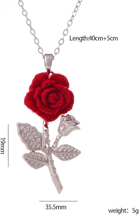 ONLYJUMP Rose Alloy Necklace for Women Heart Pendant Copper Zircon Light Luxury Fashion Jewelry Dainty Romantic Statement Necklace for Daily Wear Ideal Valentine's Day Anniversary Birthday Gift