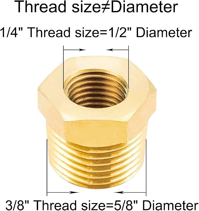 Joywayus 10Pcs Brass Reducing Hex Bushing 3/8" NPT Male to 1/4" NPT Female | - Image 2