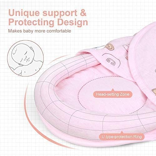 Premium Soft Cotton Baby Swaddle Blankets, Unisex Baby Blanket Wrap for Newborn Baby Boys Girls, Skin Friendly Wearable Swaddling Sleep Sack Calms Startle Reflex (Button, Peachpink, 0-3 Months)