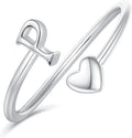 Initial Rings for Women Girls - Valentines Day Gifts for Her, Adjustable Rings for Women Non Tarnish Letter A-Z Dainty Heart Ring Teen Girls Gifts Trendy Stuff Personalized Jewelry Gift