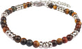 Natural Gem Stone Beaded Bracelets for Women Adjustable Stainless Steel Agate Lapis Tiger Eye Aventurine Rose Quartz
